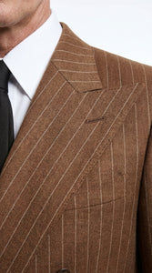 Men’s Vintage Brown Pinstripe Double-Breasted Suit – Classic 1920s Gatsby and 1930s 1940s 1950s Suit