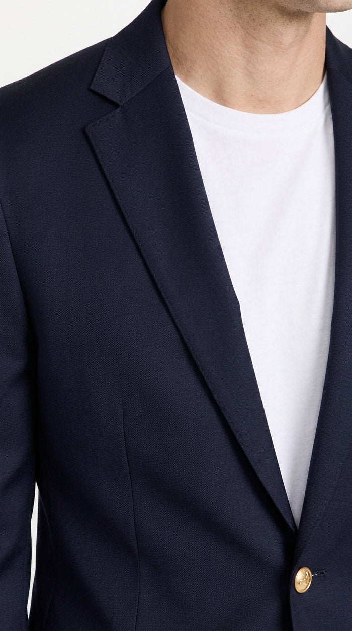 Men’s Navy Blue Club Blazer with Gold Buttons – Ted Lasso Inspired Classic Sport Coat