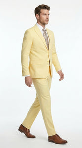 Men’s Pale Yellow 2 Piece Suit, Formal Dress Suit for Weddings, Prom, Parties, Summer Events, and Special Occasions By Vitali