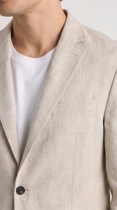 Men’s Informal Summer Suit, Light Beige Casual Linen Style Blazer and Pants Set