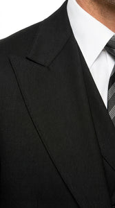 Tiglio Mens Black 3 Piece Suit – Single Button Classic Fit Pleated Wide Leg Pants Formal Business Chruch Suit - 100% Wool
