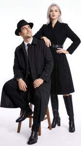 Men’s Neo Matrix Inspired Black Trench Coat – Long Full-Length Gothic Movie Style Overcoat