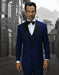 Mens 1 Button Peak Lapel Vested Wool Tuxedo in Sapphire Blue - Men's Tuxedo USA