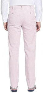 Mens Seersucker Pants - Summer Casual Pinstripe Modern Fit in Color Pink