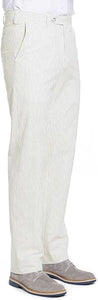 Mens Seersucker Pants - Summer Casual Pinstripe Modern Fit in Color Beige