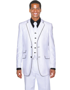 Mens 2 Button Vested Trim Tuxedo in White - Men's Tuxedo USA