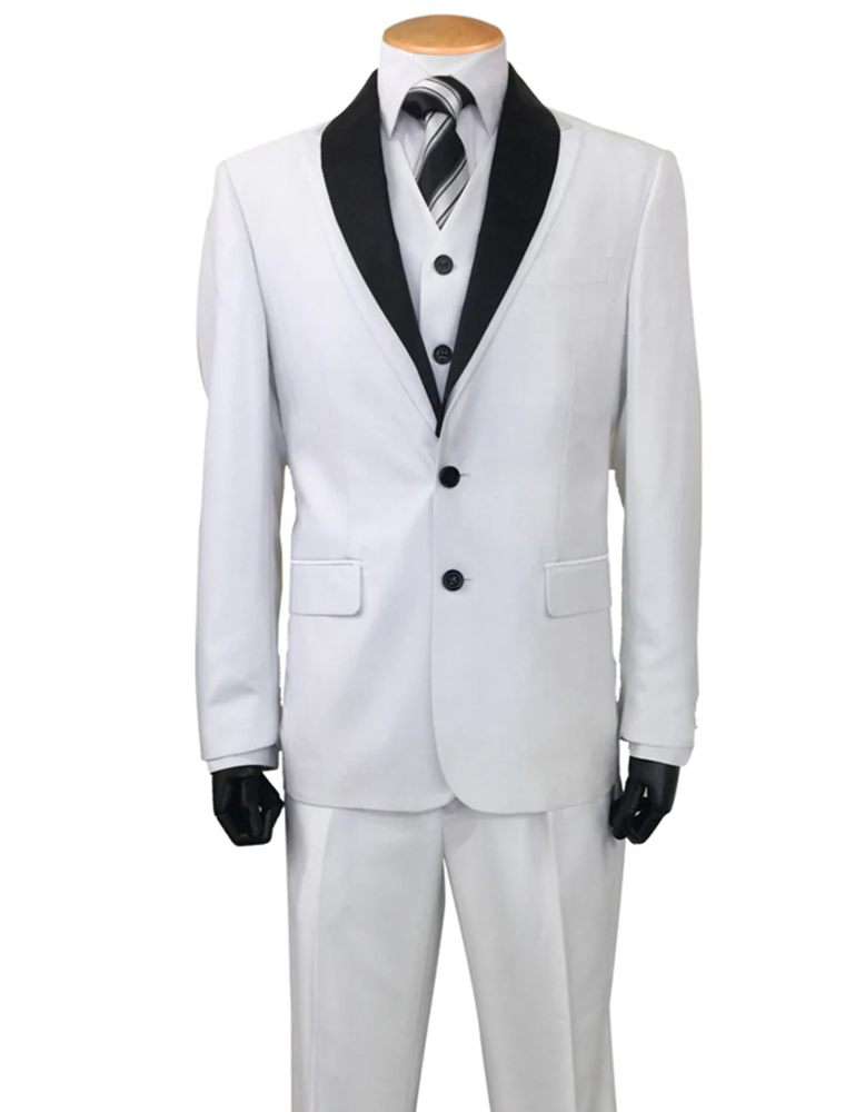 White Prom Suit - White Prom Tuxedo Suits - White Wedding Sharkskin Tuxedo