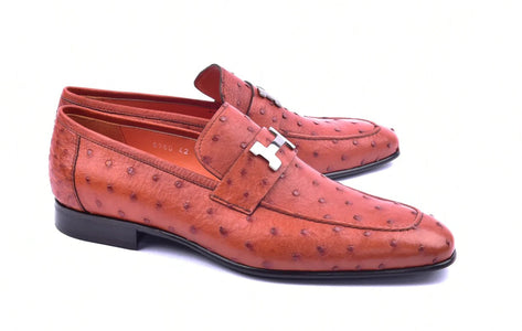 Corrente 5760 Ostrich Quill Slip-On Loafer - Orange - Image 3