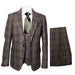 Mens Plaid Windowpane Business Suit - Charcoal Grey