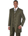 Mens 3 Button Peak Lapel Bold Pinstripe Gangster Suit in Olive - Men's Tuxedo USA