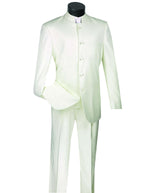 Mens 5 Button Mandarin Collar Tuxedo Suit in Ivory - Men's Tuxedo USA