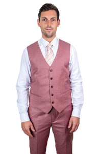 Men's Salmon Pink Peak Lapel One-Button Stacy Adams Sharkskin Suit