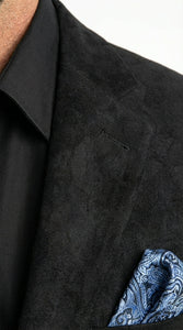 Men’s Black Suede Cowboy Blazer with Elbow Patch Sleeves – Black Western Style Suede Sport Coat for Casual and Smart Casual Wear