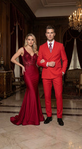 Vitali Red Double Breasted Suit – Men’s 2 Piece Formal Suit for Wedding, Prom and Special Events Modern Fit