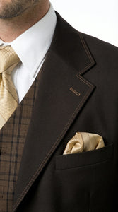 Men’s Dark choclate Brown Three Buttons 3 Piece Suit – Classic Brown 3PC Wedding, Church and Business Formal Suit for Men