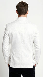 Men’s White Disco Blazer 1980s Sequin Style Jacket – Lapel Collar Party Blazer, Formal Evening Wear, Halloween Masquerade Club Outfit
