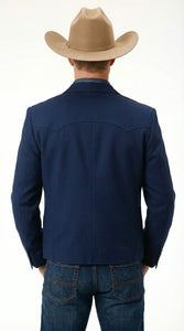 Mens Navy Blue Western Blazer Set – Cowboy Style Jacket and Pants Outfit Classic Country Western Blazer