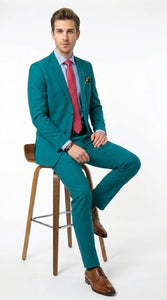 Men’s Teal Green Dark Turquoise Suit – Elegant Formal Suit for Business, Wedding, Party and Modern Style Wear