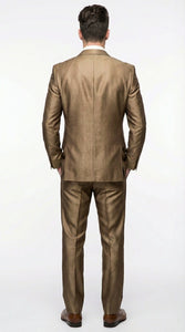 Mens Gold Brown Tan Beige Khaki Bronze Formal Suit – Luxury Metallic Finish Wedding and Prom Suit for Men