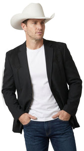 Men’s Black Western Blazer – Cowboy Sport Coat with Western Yoke Design