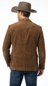 Men’s Brown Corduroy Country Blazer – Two-Button Western Sport Coat for Casual