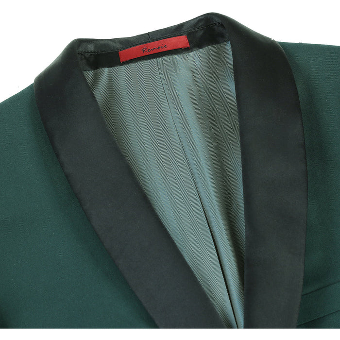 Mens Traditional Slim Fit Shawl Collar Tuxedo in Hunter Green