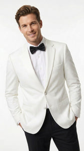 Men’s White Tuxedo Jacket – Two-Button Formal Dinner Blazer for Weddings, Prom and Events