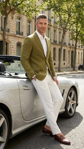 Men’s Olive Green Blazer Sport Coat – Linen Fabric Summer in pistachio sage green