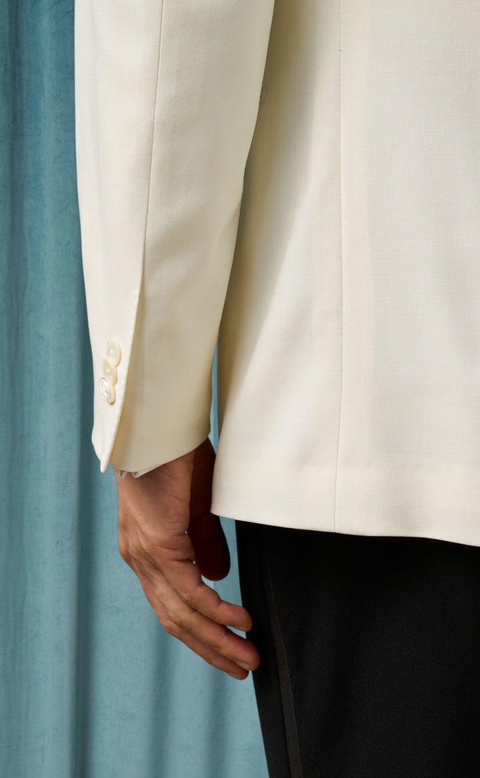 Mens Ivory Dinner Jacket  - Cream Wedding Tuxedo Jacket in Off White Blazer Shawl Collar Double breasted