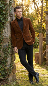 Brown Tuxedo Velvet Blazer for Men | Classic Formal Party and Evening Wear Dinner Jacket