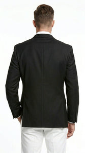 Men’s Black Three Button Blazer – Classic Formal Suit Jacket for Business, Office, Sport Coat