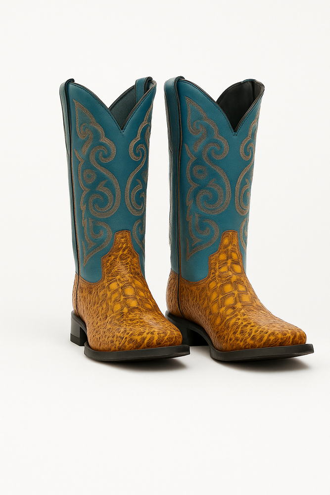 Men's Ferrini Kai Sea Turtle Print Boots Handcrafted Tan