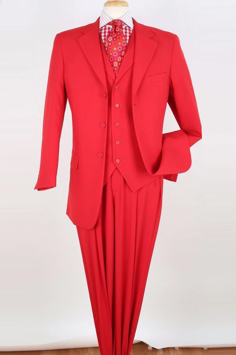Mens Three Button Classic Fit Vested Suit in Red — USA Men's Outlet