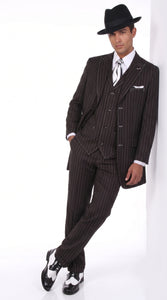 Men’s Black Pinstripe Zoot Suit – 3-Piece Gangster, Formal Suit 1920s Pimp Suit