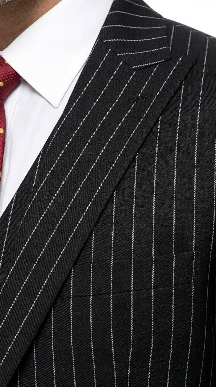 Men’s Beetlejuice Black Pinstripe 3 Piece Suit – Vintage Gothic Halloween Costume Suit