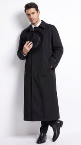 Men’s Neo Matrix Inspired Black Trench Coat – Long Full-Length Gothic Movie Style Overcoat