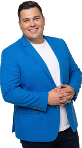 Men’s Bright Blue Club Blazer – Ted Lasso Inspired Classic Two-Button Sport Coat