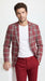 Men's Red Tartan Plaid Blazer Checkered Sport Coat Holiday New Year Gray Windowpane
