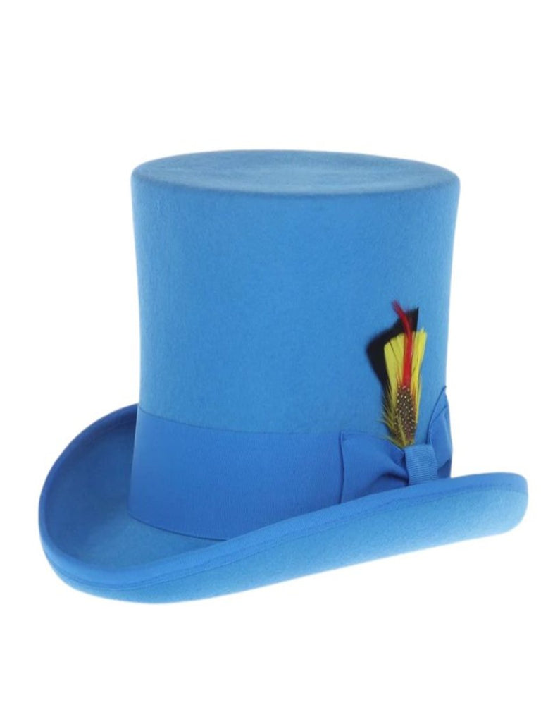 Victorian Steampunk Top Hat - 1800 19th Century - Dressy Loden Felt Top Blue and Black Hat