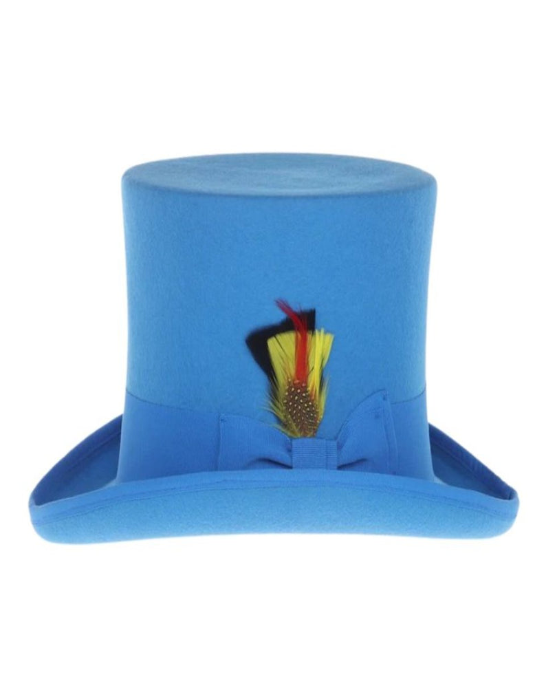 Victorian Steampunk Top Hat - 1800 19th Century - Dressy Loden Felt Top Blue and Black Hat