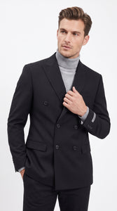 Men's Designer Stacy Adams Classic Double Breasted Suit in Black  Peak Lapel Slim fit