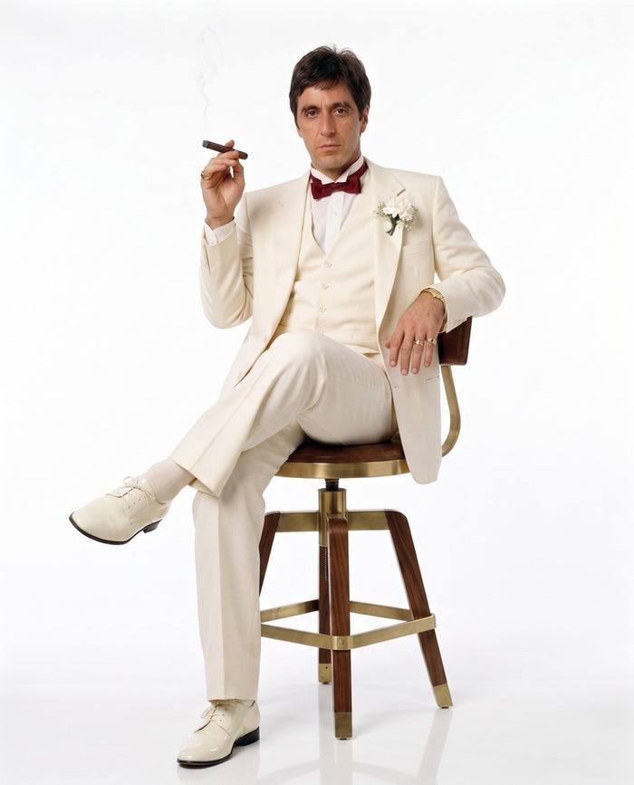 Tony Montana’s Ivory Vested Suit – Classic Ivory 3 Piece Suit for Wedding, Formal and Evening Wear