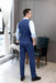 Mens Vintage Tweed Dress Pants Slacks Trousers Regular Fit Suit Pants in Blue