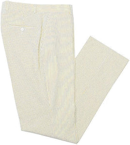 Mens Seersucker Pants - Summer Casual Pinstripe Modern Fit in Color Yellow