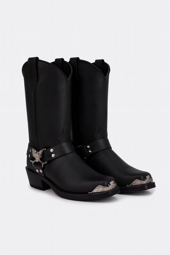 Chopper Leather Harness Biker Boot