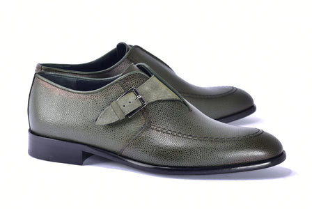 Corrente 6471 Leather Slip-On Monkstrap Shoe - Green - Green - Size 13