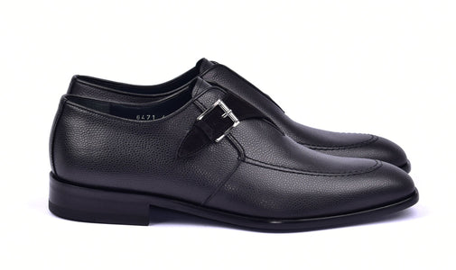 Corrente 6471 Leather Slip-On Monkstrap Shoe - Black - Image 2