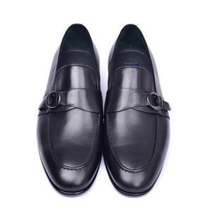 Corrente 6628 Leather Slip-On Side Buckle Loafer - Black - Image 3