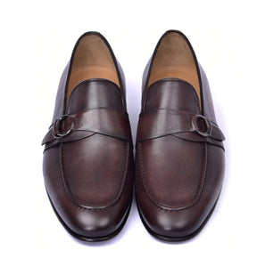 Corrente 6628 Leather Slip-On Side Buckle Loafer - Brown - Image 3