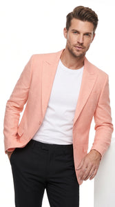 Men’s Peach Blazer – Modern Fit Wedding, Summer, Business Casual & Smart Casual Sport Coat